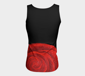 Red Rose Bud Long Tank | JSFA - JSFA - Original Art On Fashion by Jenny Simon