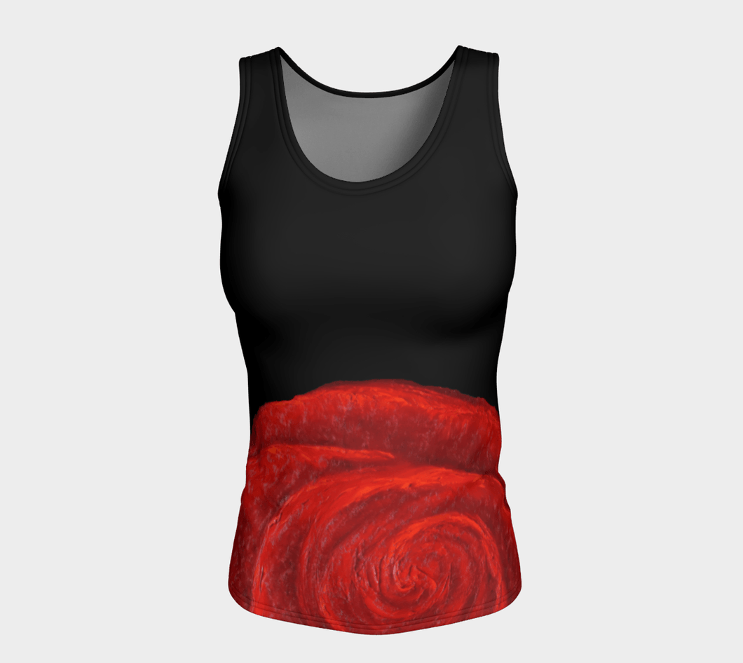 Red Rose Bud Long Tank | JSFA - JSFA - Original Art On Fashion by Jenny Simon