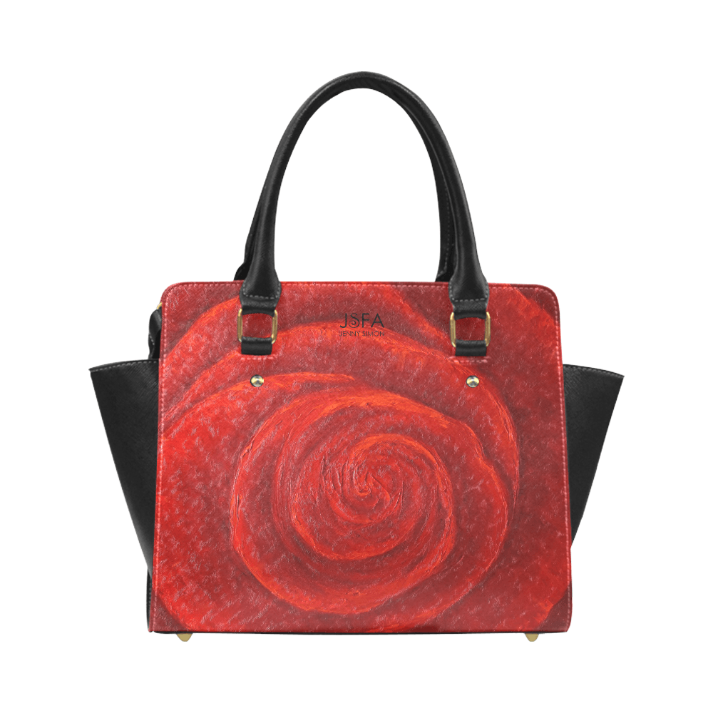 Red Rose Classic Handbag Top Handle | JSFA - JSFA - Original Art On Fashion by Jenny Simon