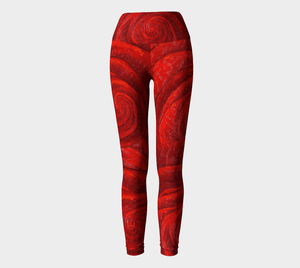 Red Rose Yoga Pants | JSFA - JSFA - Original Art On Fashion by Jenny Simon