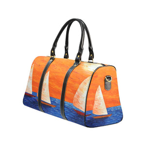 Sailboats Orange Blue Water Travel Bag | JSFA - JSFA - Original Art On Fashion by Jenny Simon