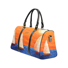 Load image into Gallery viewer, Sailboats Orange Blue Water Travel Bag | JSFA - JSFA - Original Art On Fashion by Jenny Simon