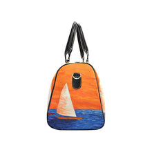 Load image into Gallery viewer, Sailboats Orange Blue Water Travel Bag | JSFA - JSFA - Original Art On Fashion by Jenny Simon