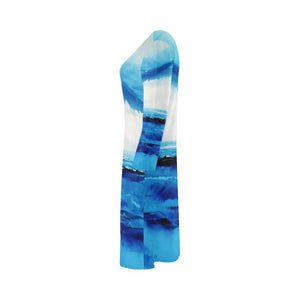 Spellbound Blue White A-Line Dress | JSFA - JSFA - Original Art On Fashion by Jenny Simon