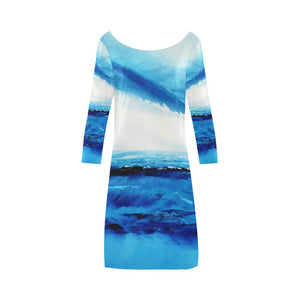 Spellbound Blue White A-Line Dress | JSFA - JSFA - Original Art On Fashion by Jenny Simon