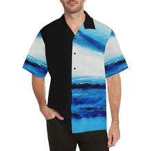 Load image into Gallery viewer, Spellbound Blue-White Black Sleeve Hawaiian Shirt | JSFA - JSFA - Original Art On Fashion by Jenny Simon