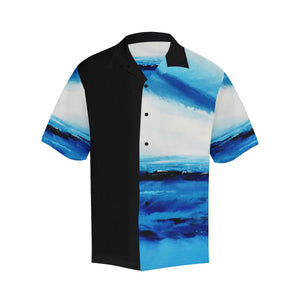 Spellbound Blue-White Black Sleeve Hawaiian Shirt | JSFA - JSFA - Original Art On Fashion by Jenny Simon