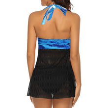 Load image into Gallery viewer, Spellbound Blue White Two-Piece Swimsuit | JSFA - JSFA - Art On Fashion by Jenny Simon