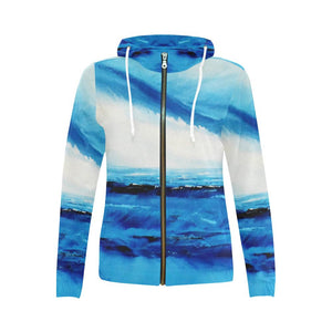 Spellbound Blue Women's Zip Up Hoodie Jacket | JSFA - JSFA - Original Art On Fashion by Jenny Simon