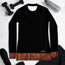 Load image into Gallery viewer, Splash Long Sleeve Shirt/ Rash Guard Black Stripes - JSFA - Original Art On Fashion by Jenny Simon