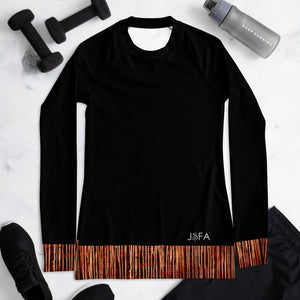 Splash Long Sleeve Shirt/ Rash Guard Black Stripes - JSFA - Original Art On Fashion by Jenny Simon
