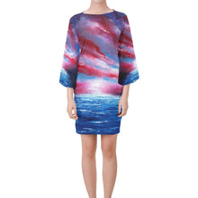 Load image into Gallery viewer, Stars And Stripes Bell Sleeve Dress | JSFA - JSFA - Original Art On Fashion by Jenny Simon
