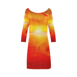 Sunset Magic Orange A-Line Dress For Women | JSFA - JSFA - Original Art On Fashion by Jenny Simon