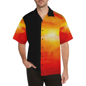 Sunset Magic Orange Black Side Hawaiian Shirt | JSFA - JSFA - Original Art On Fashion by Jenny Simon